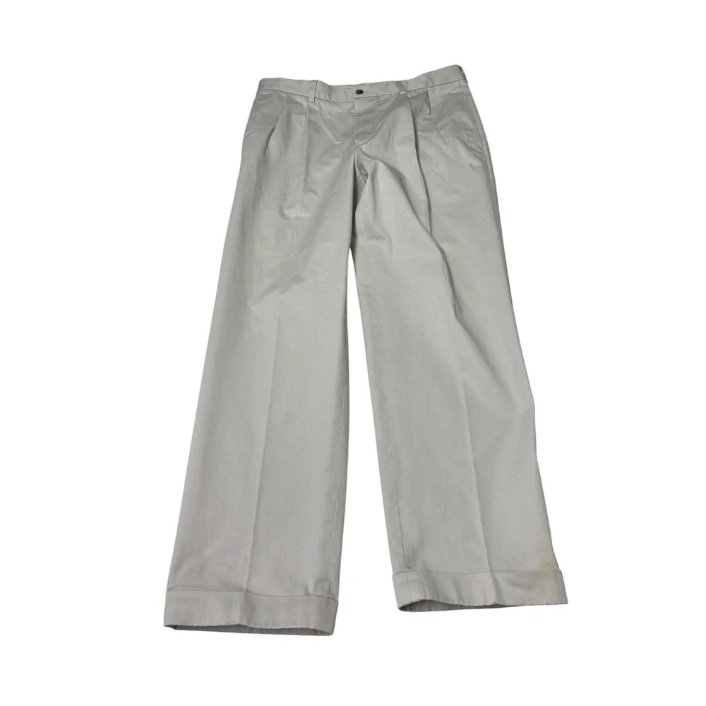 Brooks Brothers Thompson Advantage Chino Mens 35x30 Pleated Cuffed Beige Pants